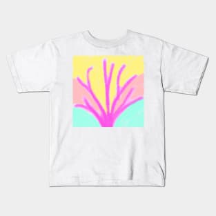 Pink yellow green watercolor abstract art Kids T-Shirt